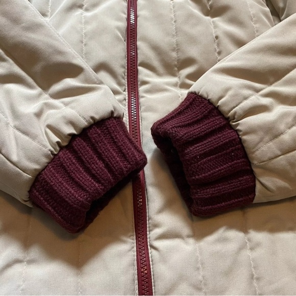 VTG 80s JCPenney Sz M Quilted Bomber Jacket Korea Cream Burgundy Stripe - Picture 5 of 9